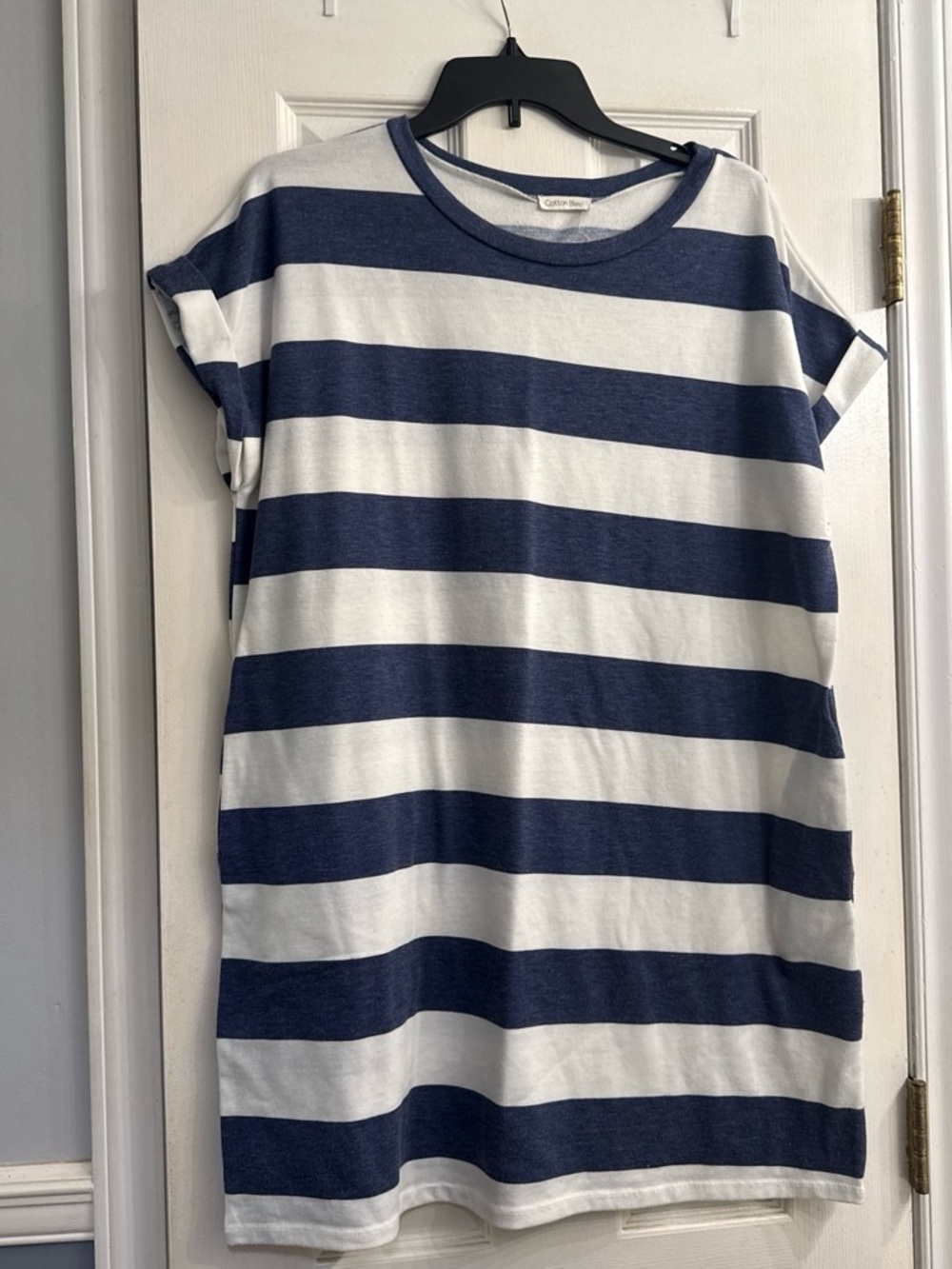 Caslon Navy & White Striped Short Sleeve Tee Dress